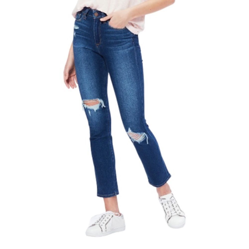 PAIGE JEANS High-Rise Hoxton Slim Hampton Destructed Jean ~NWT~